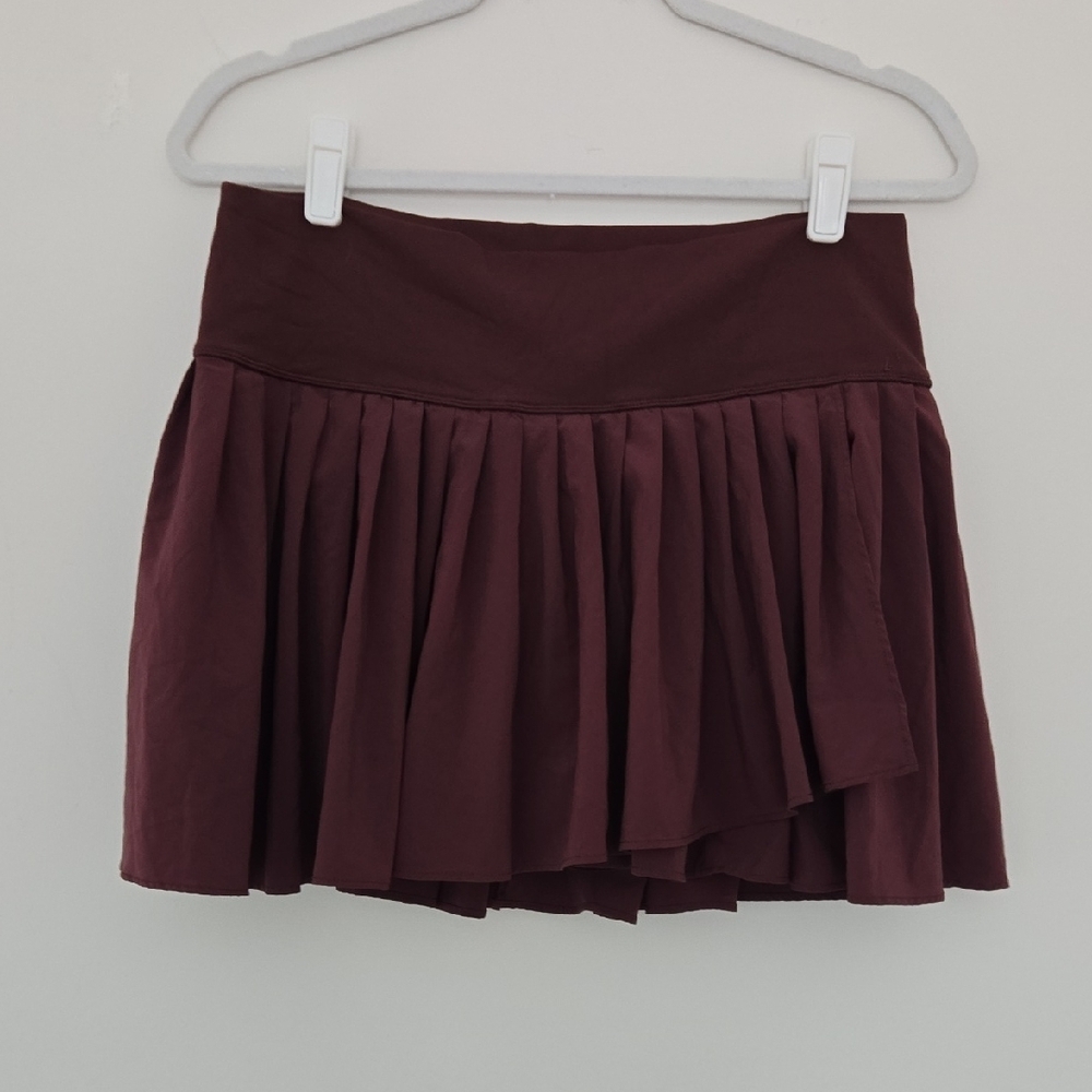 Arie Offline Maroon Pleated Athletic Skirt Preppy Athleasure Spring XL